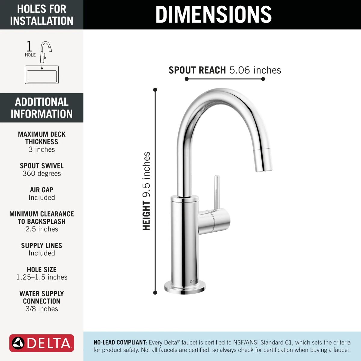 DELTA Other Contemporary Round Beverage Faucet — Chrome