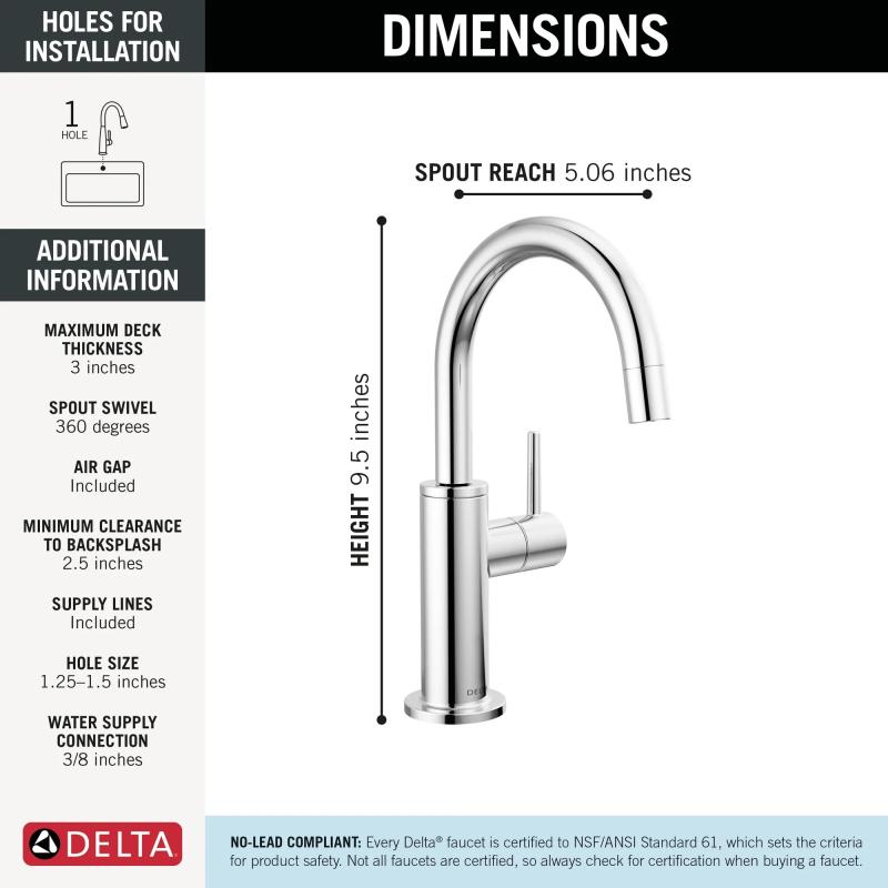 DELTA Other Contemporary Round Beverage Faucet — Chrome