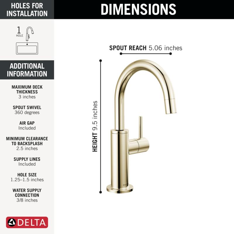 DELTA Other Contemporary Round Beverage Faucet — Polished Nickel