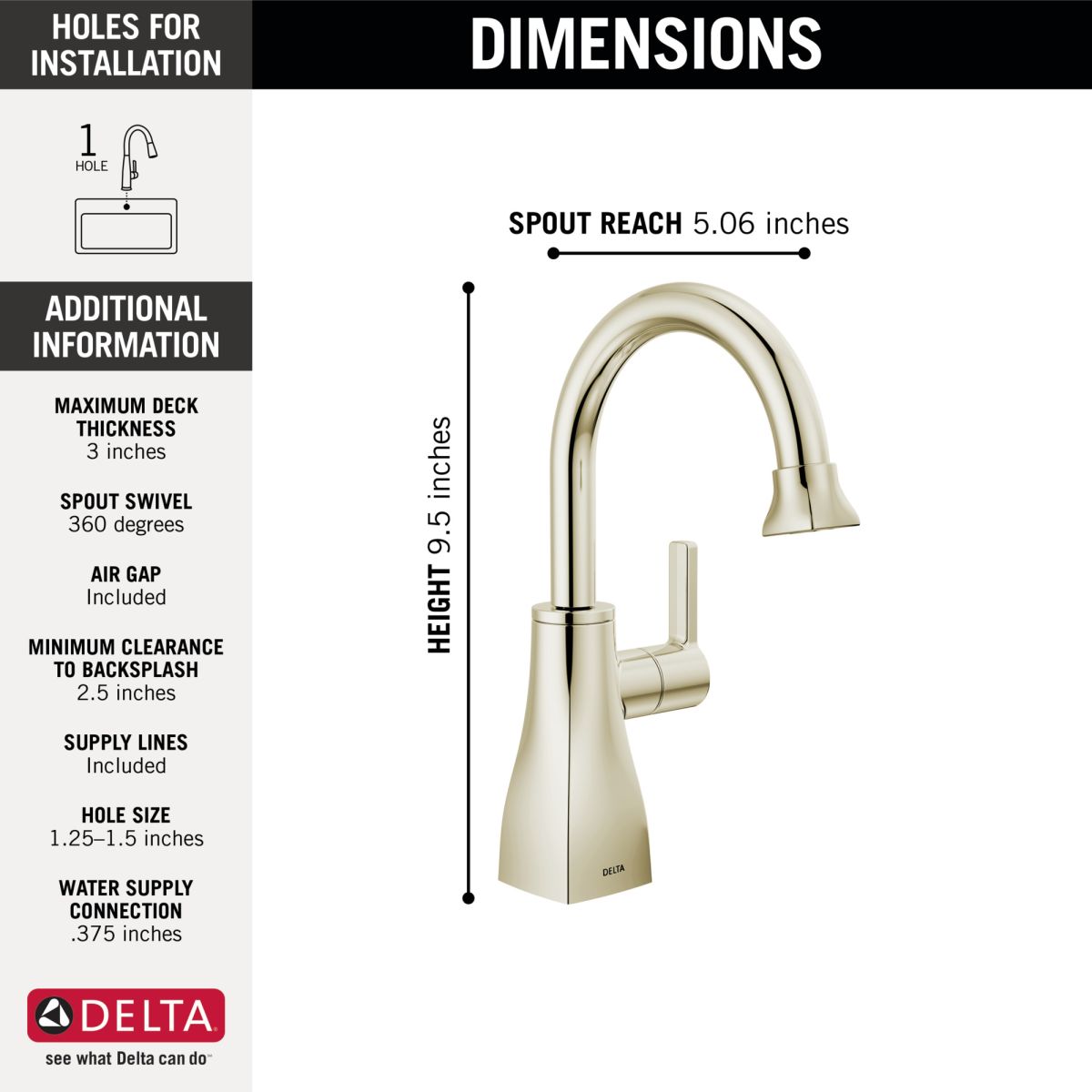DELTA Other Contemporary Square Beverage Faucet — Polished Nickel