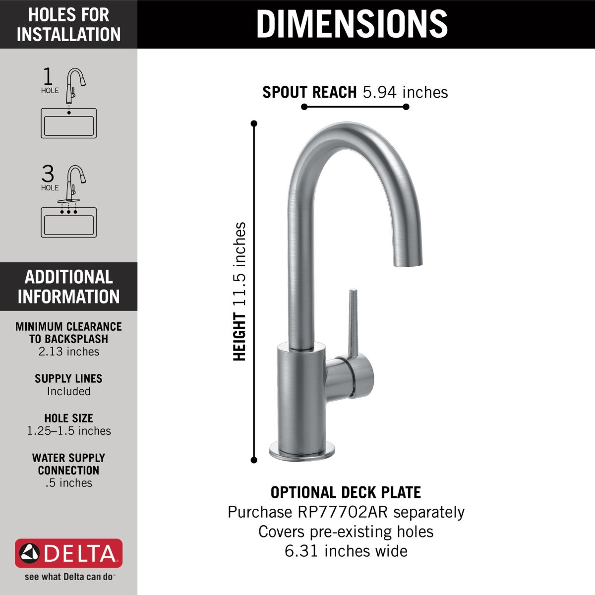 DELTA Trinsic True Bar Limited Swivel — Arctic Stainless