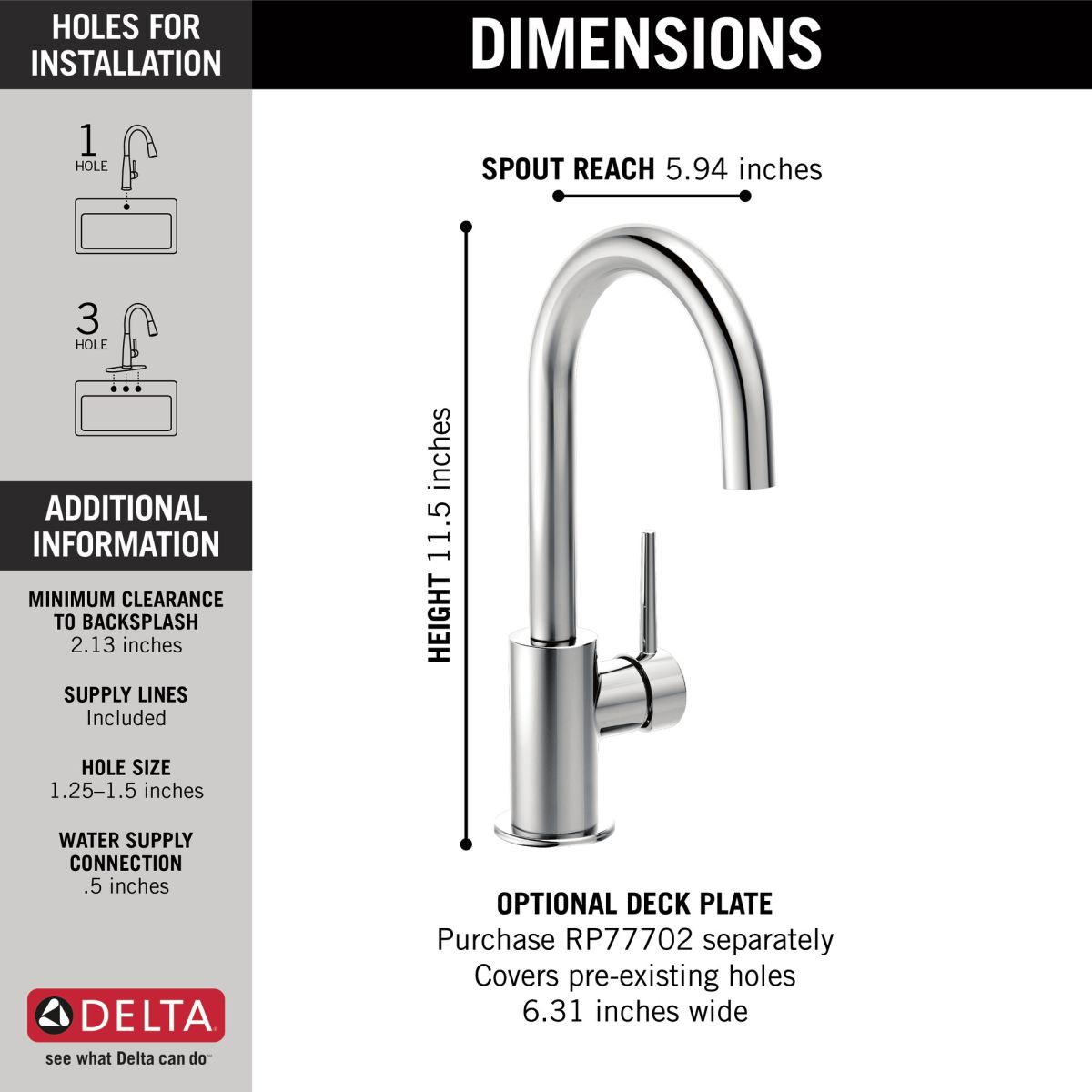 DELTA Trinsic True Bar Limited Swivel — Chrome