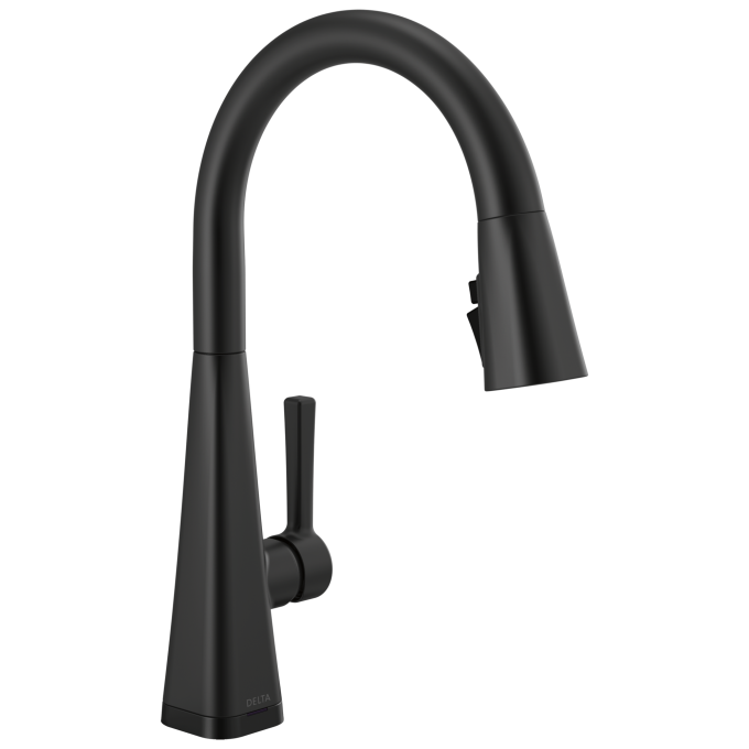 DELTA Lenta Single-Handle Pull-Down Kitchen Faucet with Touch2O Technology — Matte Black