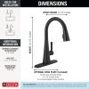 DELTA Lenta Single-Handle Pull-Down Kitchen Faucet with Touch2O Technology — Matte Black