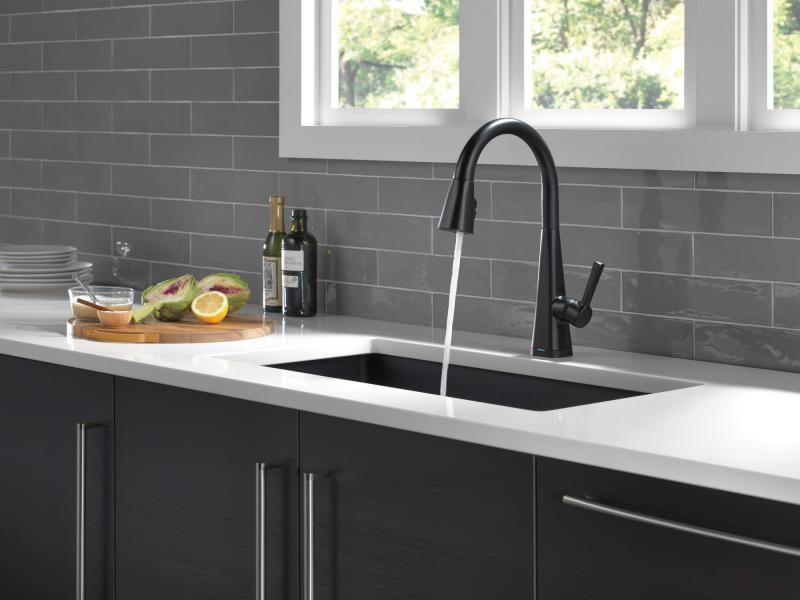 DELTA Lenta Single-Handle Pull-Down Kitchen Faucet with Touch2O Technology — Matte Black
