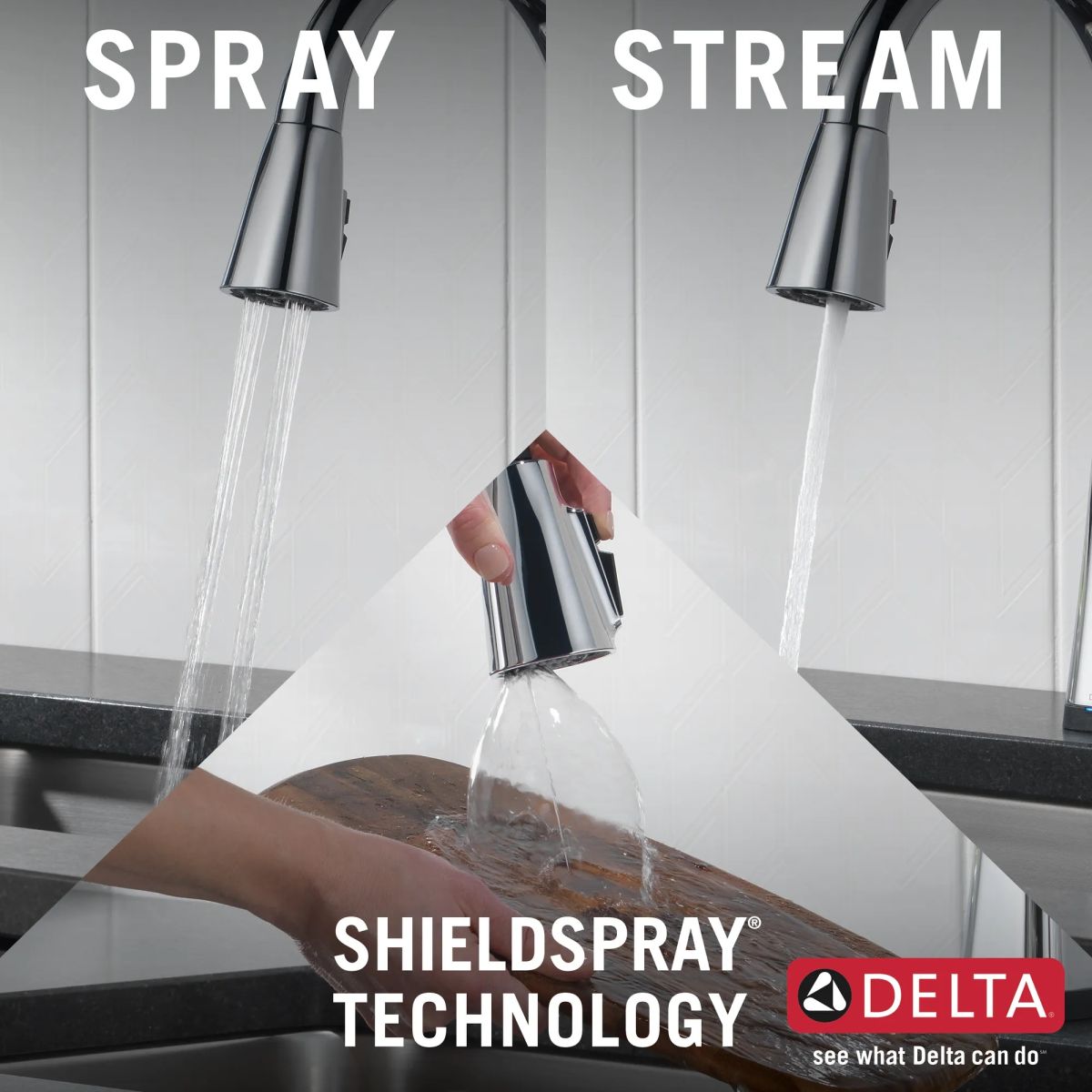 DELTA Lenta Single-Handle Pull-Down Kitchen Faucet with Touch2O Technology — Chrome