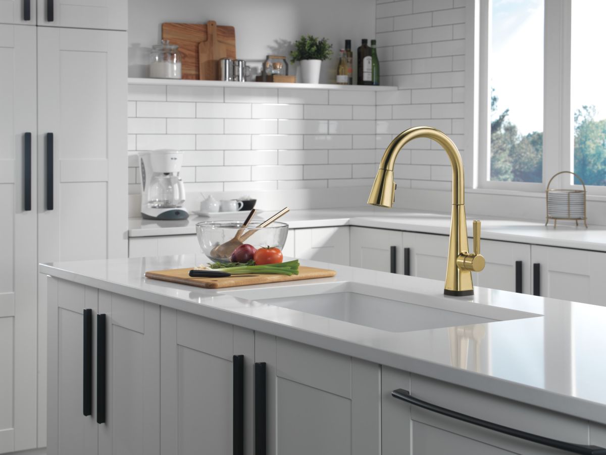 DELTA Lenta Single-Handle Pull-Down Kitchen Faucet with Touch2O Technology — Brushed Gold