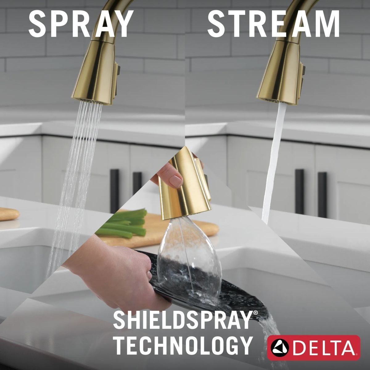 DELTA Lenta Single-Handle Pull-Down Kitchen Faucet with Touch2O Technology — Brushed Gold