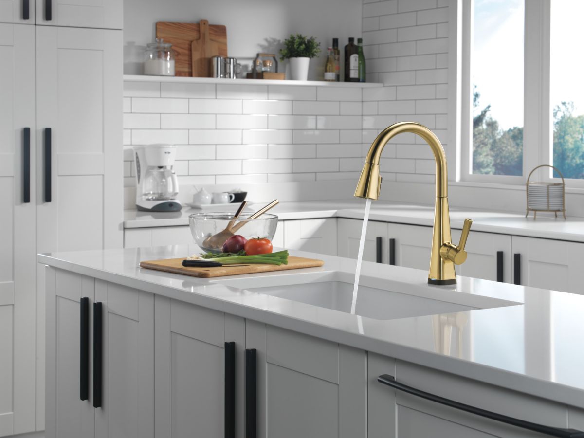 DELTA Lenta Single-Handle Pull-Down Kitchen Faucet with Touch2O Technology — Brushed Gold