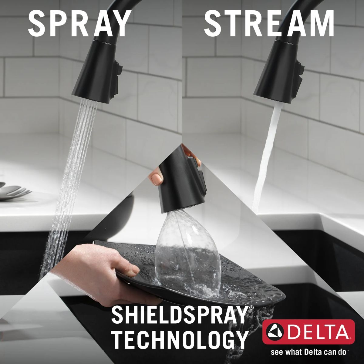 DELTA Lenta Single-Handle Pull-Down Kitchen Faucet — Matte Black