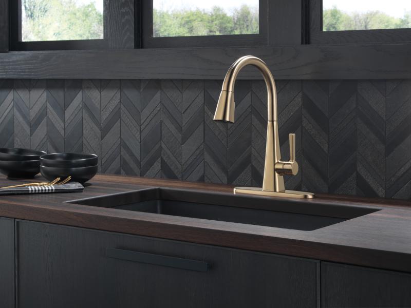 DELTA Lenta Single-Handle Pull-Down Kitchen Faucet — Champagne Bronze