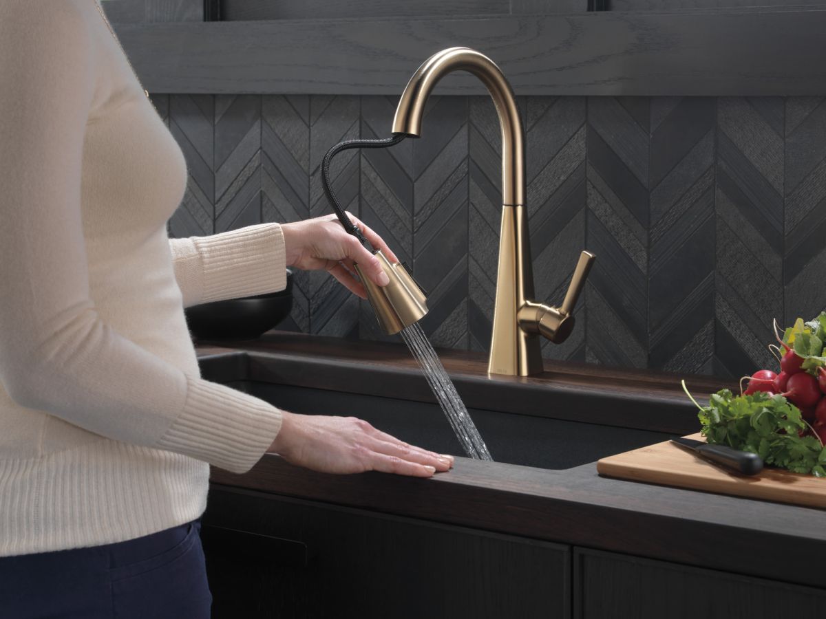 DELTA Lenta Single-Handle Pull-Down Kitchen Faucet — Champagne Bronze