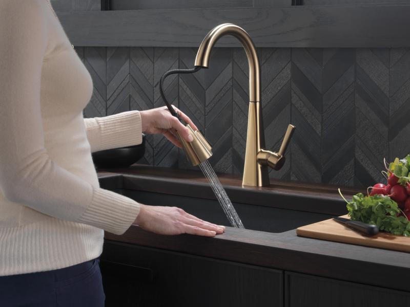 DELTA Lenta Single-Handle Pull-Down Kitchen Faucet — Champagne Bronze