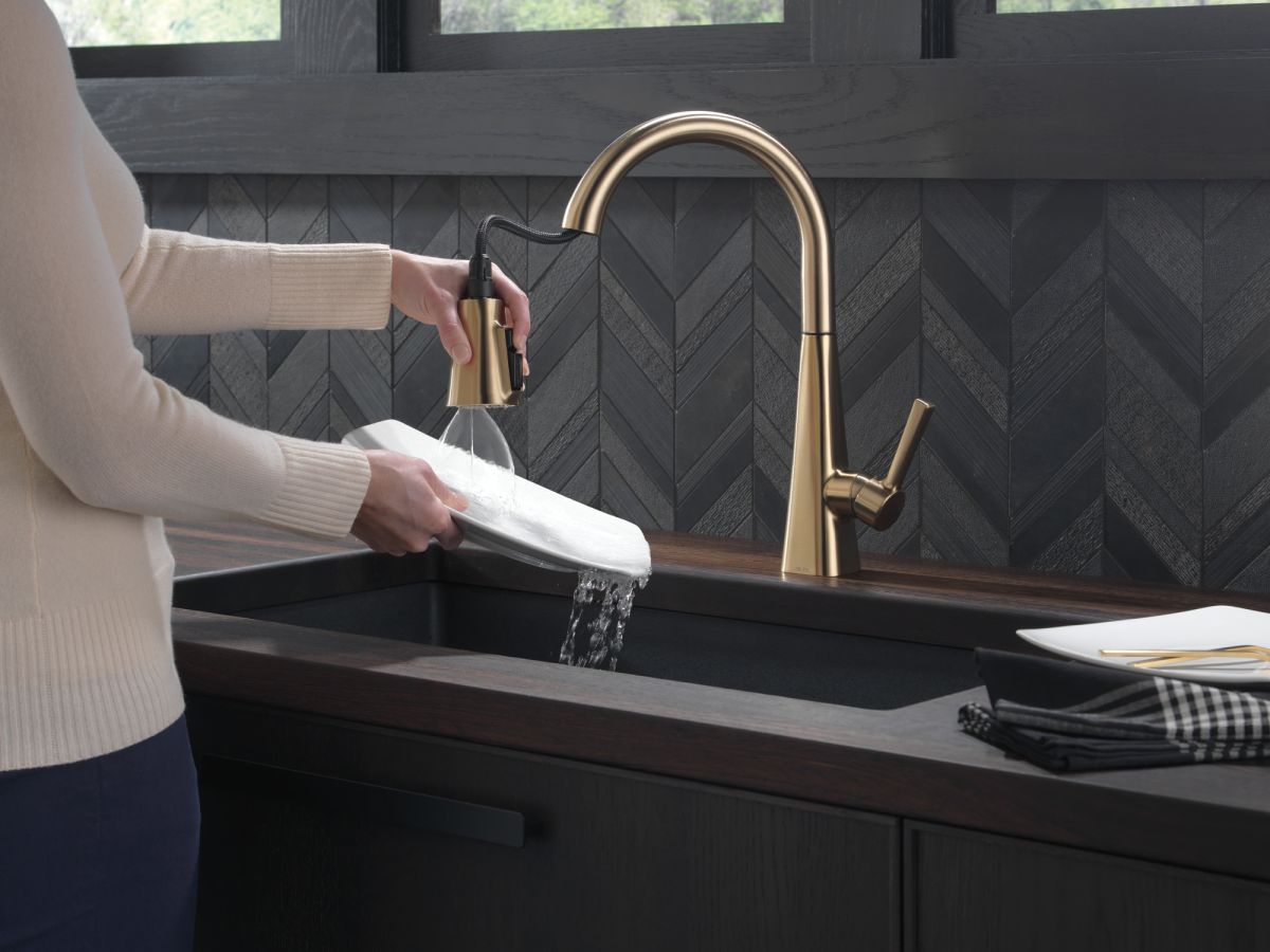 DELTA Lenta Single-Handle Pull-Down Kitchen Faucet — Champagne Bronze