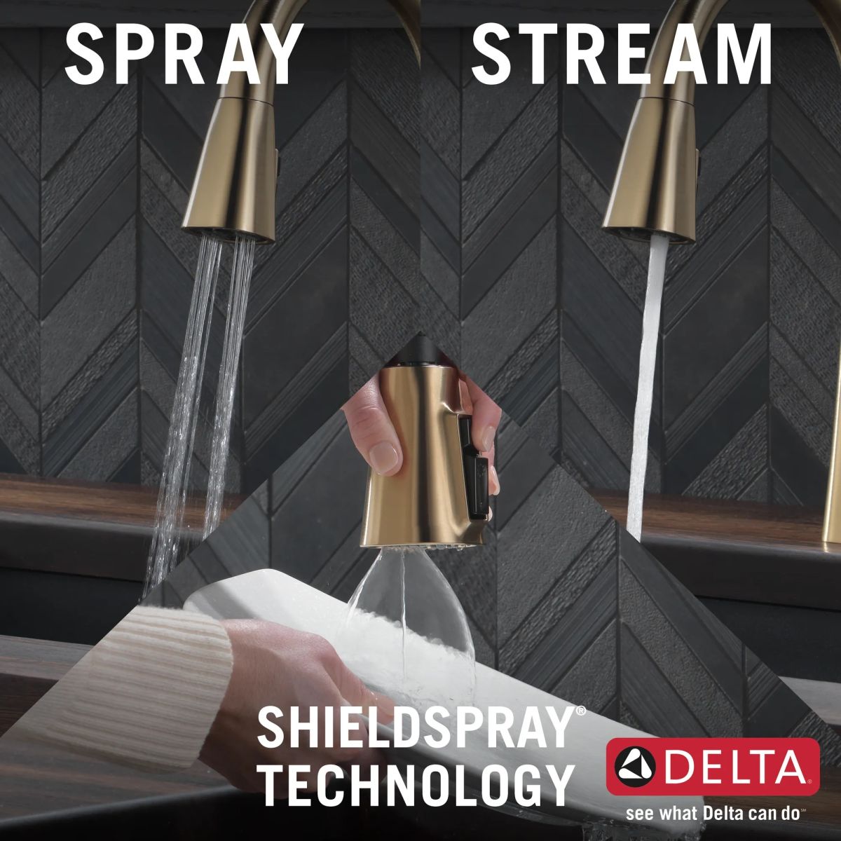 DELTA Lenta Single-Handle Pull-Down Kitchen Faucet — Champagne Bronze