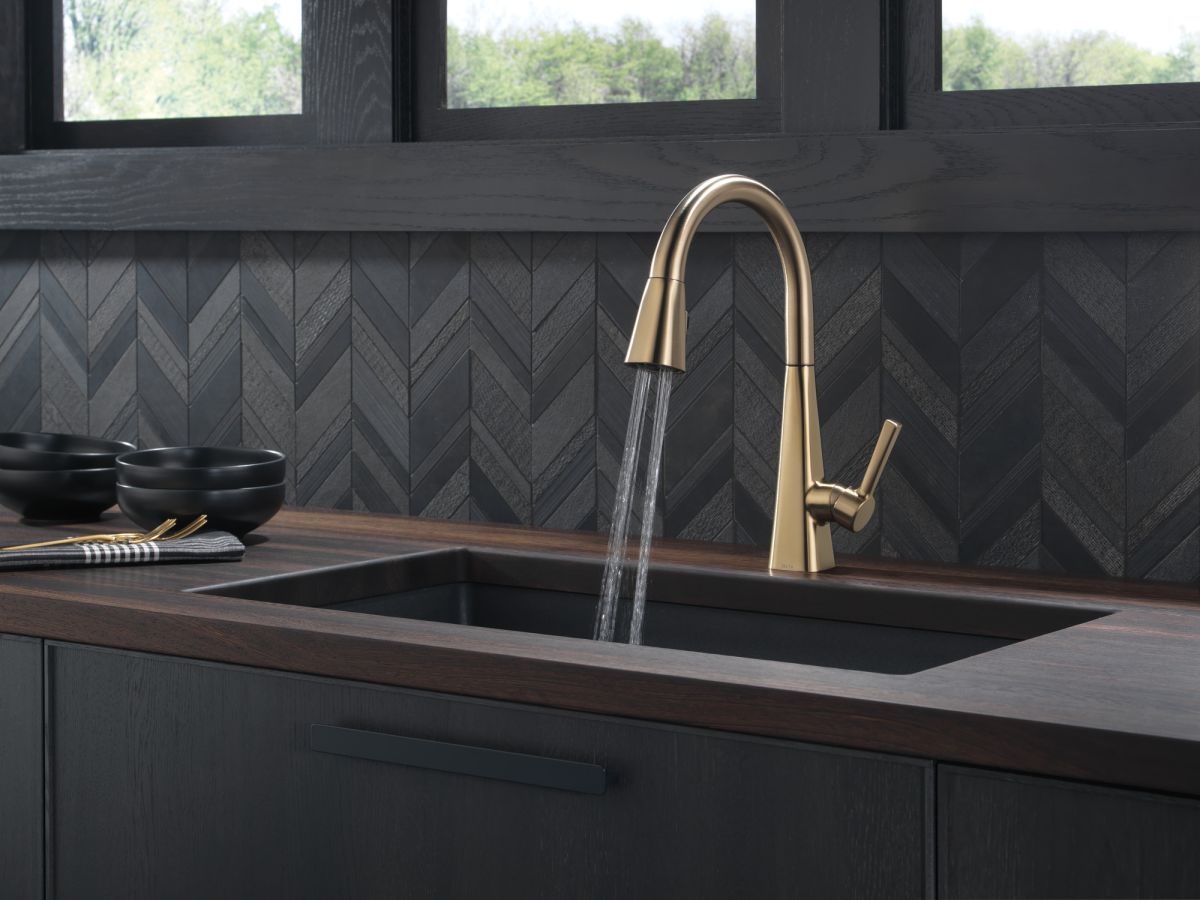 DELTA Lenta Single-Handle Pull-Down Kitchen Faucet — Champagne Bronze