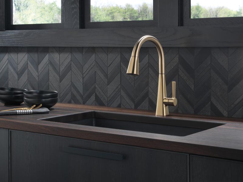 DELTA Lenta Single-Handle Pull-Down Kitchen Faucet — Champagne Bronze