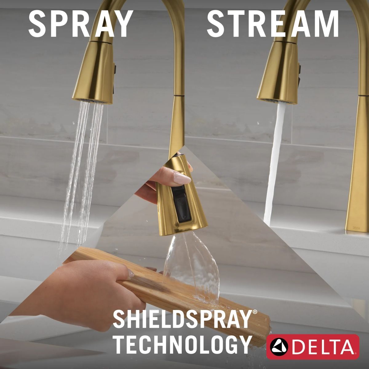 DELTA Lenta Single-Handle Pull-Down Kitchen Faucet — Brushed Gold