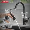 DELTA Hazelwood Single Handle Pull-Down Kitchen Faucet with Soap Dispenser and ShieldSpray Technology — Matte Black