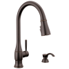 DELTA Hazelwood Single Handle Pull-Down Kitchen Faucet with Soap Dispenser and ShieldSpray Technology — Venetian Bronze
