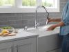 DELTA Hazelwood Single Handle Pull-Down Kitchen Faucet with Soap Dispenser and ShieldSpray Technology — Chrome