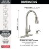 DELTA Hazelwood Single Handle Pull-Down Kitchen Faucet with Soap Dispenser and ShieldSpray Technology — Spotshield Stainless