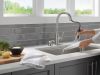 DELTA Hazelwood Single Handle Pull-Down Kitchen Faucet with Soap Dispenser and ShieldSpray Technology — Spotshield Stainless