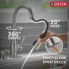 DELTA Hazelwood Single Handle Pull-Down Kitchen Faucet with Soap Dispenser and ShieldSpray Technology — Spotshield Stainless