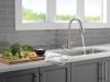 DELTA Hazelwood Single Handle Pull-Down Kitchen Faucet with Soap Dispenser and ShieldSpray Technology — Spotshield Stainless