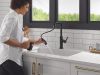 DELTA Nicoli Single Handle Pull-Down Kitchen Faucet — Matte Black / Champagne Bronze