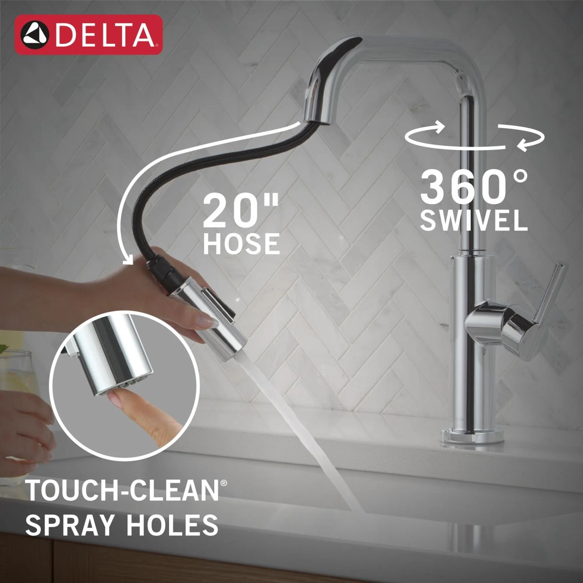DELTA Nicoli Single Handle Pull-Down Kitchen Faucet — Chrome