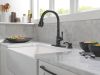 DELTA Capertee Single Handle Pull-Down Kitchen Faucet with Soap Dispenser and ShieldSpray Technology — Matte Black