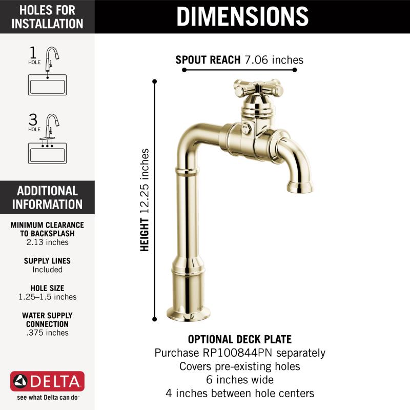 DELTA Broderick True Bar Kitchen Faucet — Polished Nickel
