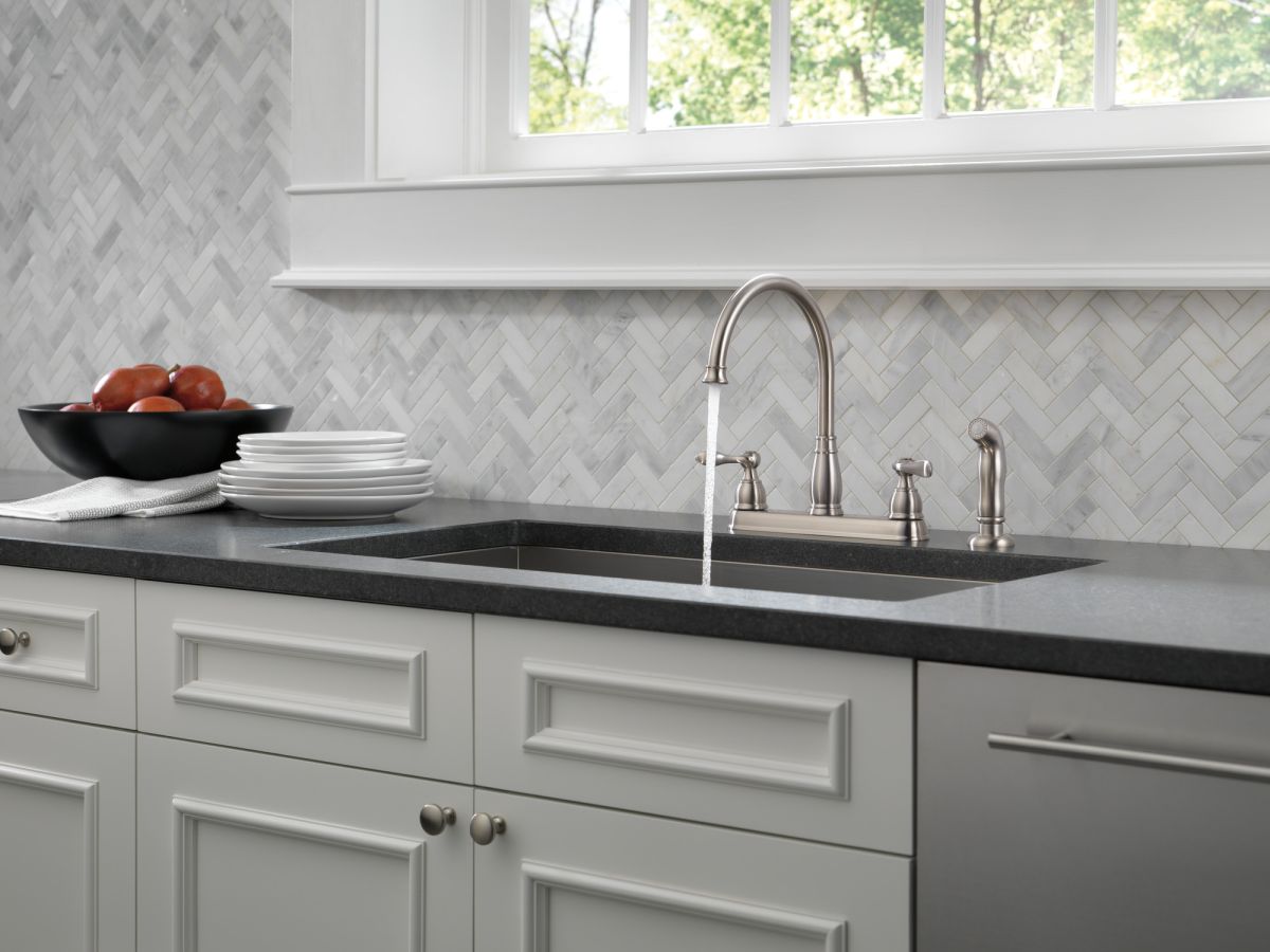 DELTA Windemere Two Handle Kitchen Faucet — Stainless