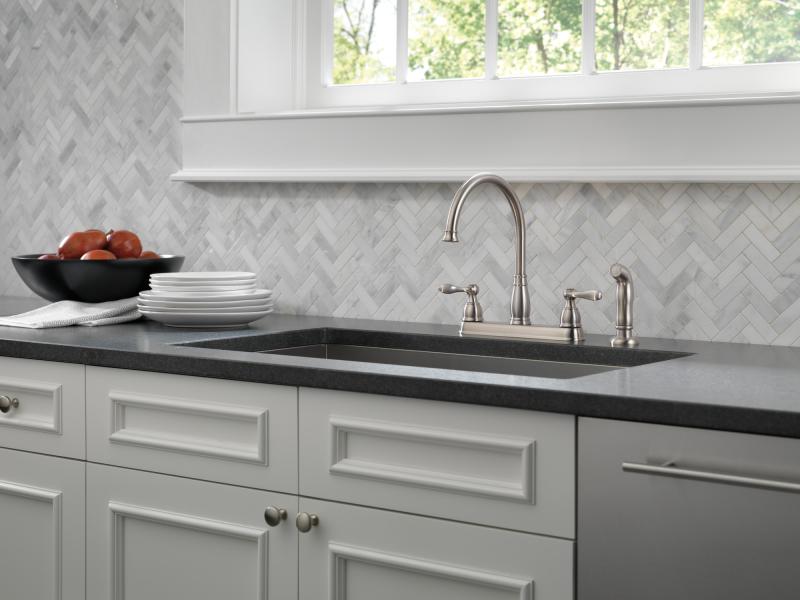 DELTA Windemere Two Handle Kitchen Faucet — Stainless