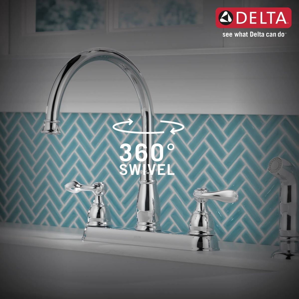 DELTA Windemere Two Handle Kitchen Faucet — Chrome