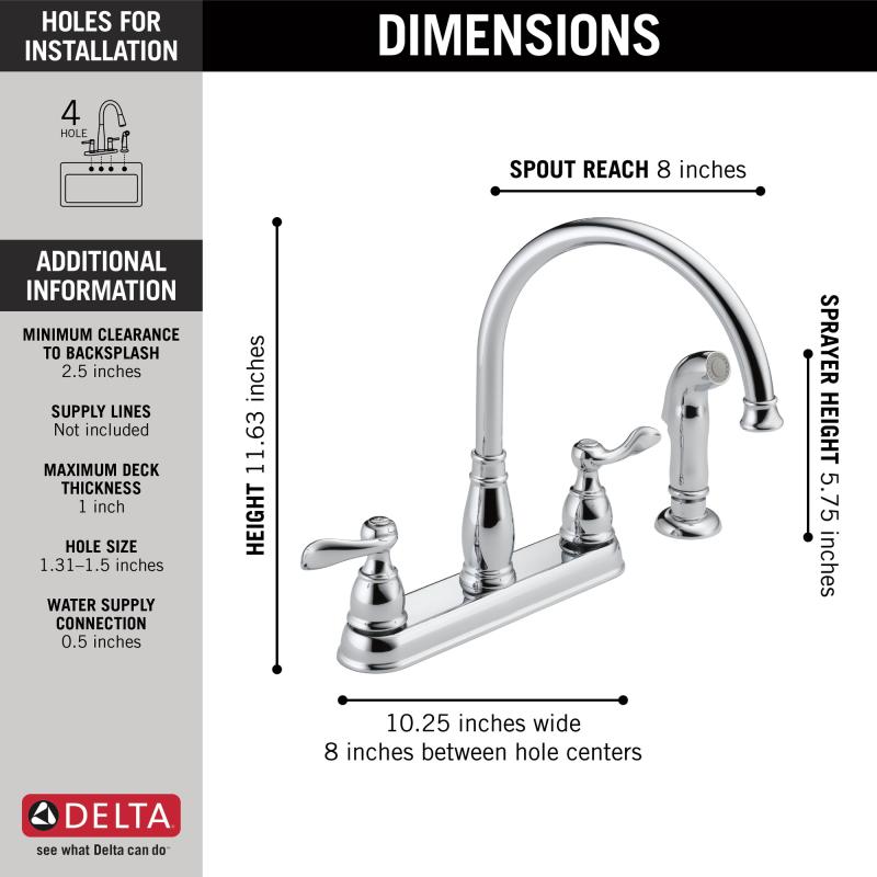 DELTA Windemere Two Handle Kitchen Faucet — Chrome