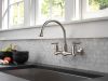 DELTA Corin Two Handle Wall Mounted Kitchen Faucet — Stainless