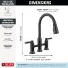 DELTA Renaldi Two Handle Pull-Down Bridge Kitchen Faucet — Matte Black