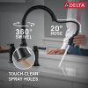 DELTA Renaldi Two Handle Pull-Down Bridge Kitchen Faucet — Matte Black