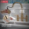 DELTA Renaldi Two Handle Pull-Down Bridge Kitchen Faucet — Lumicoat® Champagne Bronze
