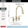 DELTA Renaldi Two Handle Pull-Down Bridge Kitchen Faucet — Lumicoat® Polished Nickel