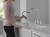 DELTA Renaldi Two Handle Pull-Down Bridge Kitchen Faucet — Lumicoat® Polished Nickel