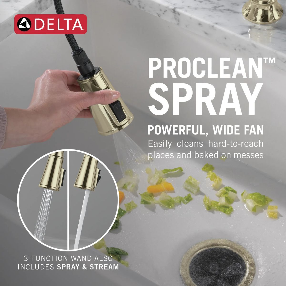 DELTA Renaldi Two Handle Pull-Down Bridge Kitchen Faucet — Lumicoat® Polished Nickel