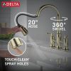 DELTA Renaldi Two Handle Pull-Down Bridge Kitchen Faucet — Lumicoat® Polished Nickel