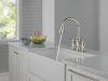 DELTA Renaldi Two Handle Pull-Down Bridge Kitchen Faucet — Lumicoat® Polished Nickel