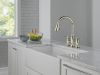 DELTA Renaldi Two Handle Pull-Down Bridge Kitchen Faucet — Lumicoat® Polished Nickel