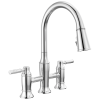 DELTA Renaldi Two Handle Pull-Down Bridge Kitchen Faucet — Lumicoat® Chrome