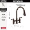 DELTA Broderick Two Handle Pull-Down Bridge Kitchen Faucet — Venetian Bronze
