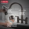 DELTA Broderick Two Handle Pull-Down Bridge Kitchen Faucet — Venetian Bronze